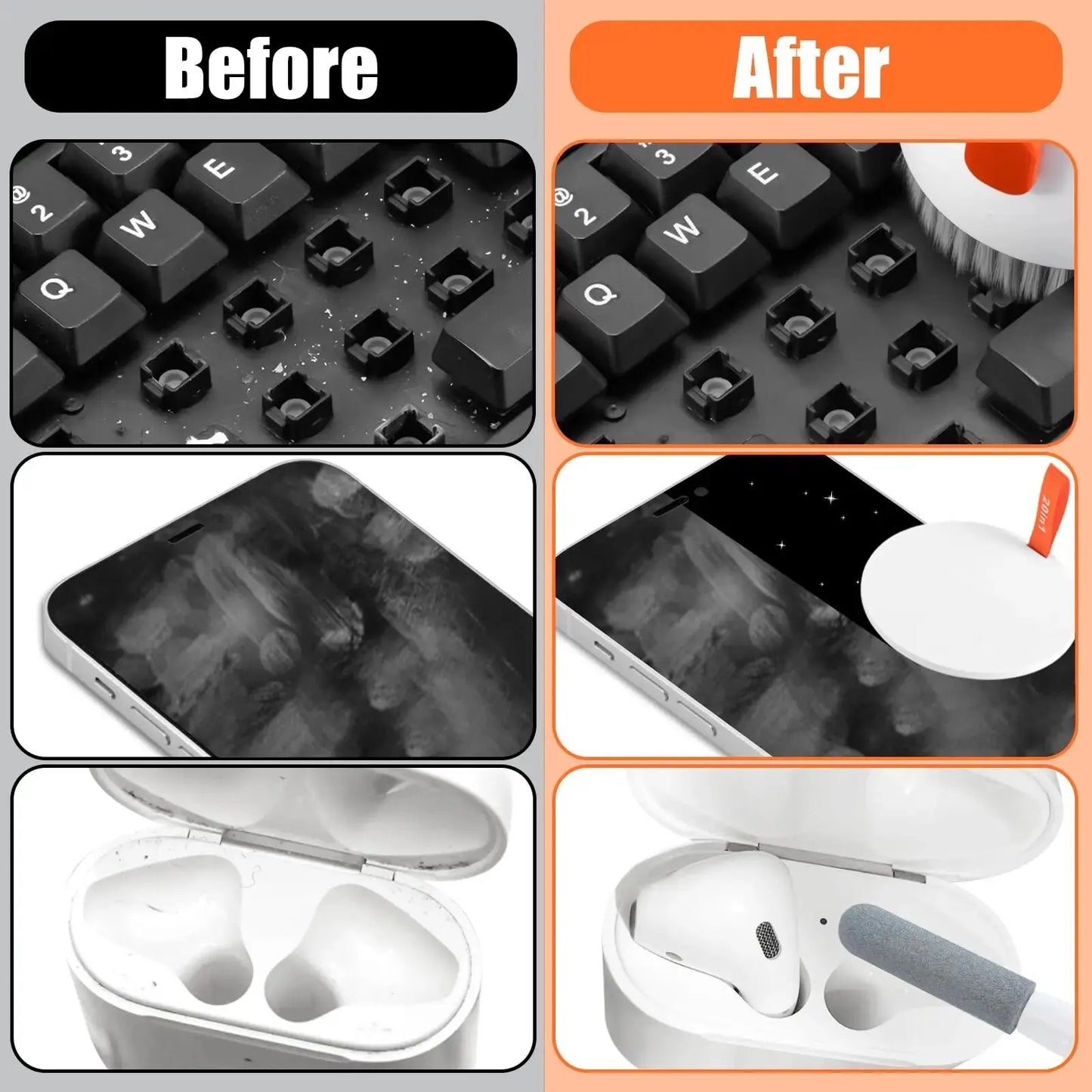 20 in 1 Computer Keyboard Cleaner Kit Tablet Camera Phone Screen Clean Tools Keycap Puller Earphone Clean Brush with Storage Box