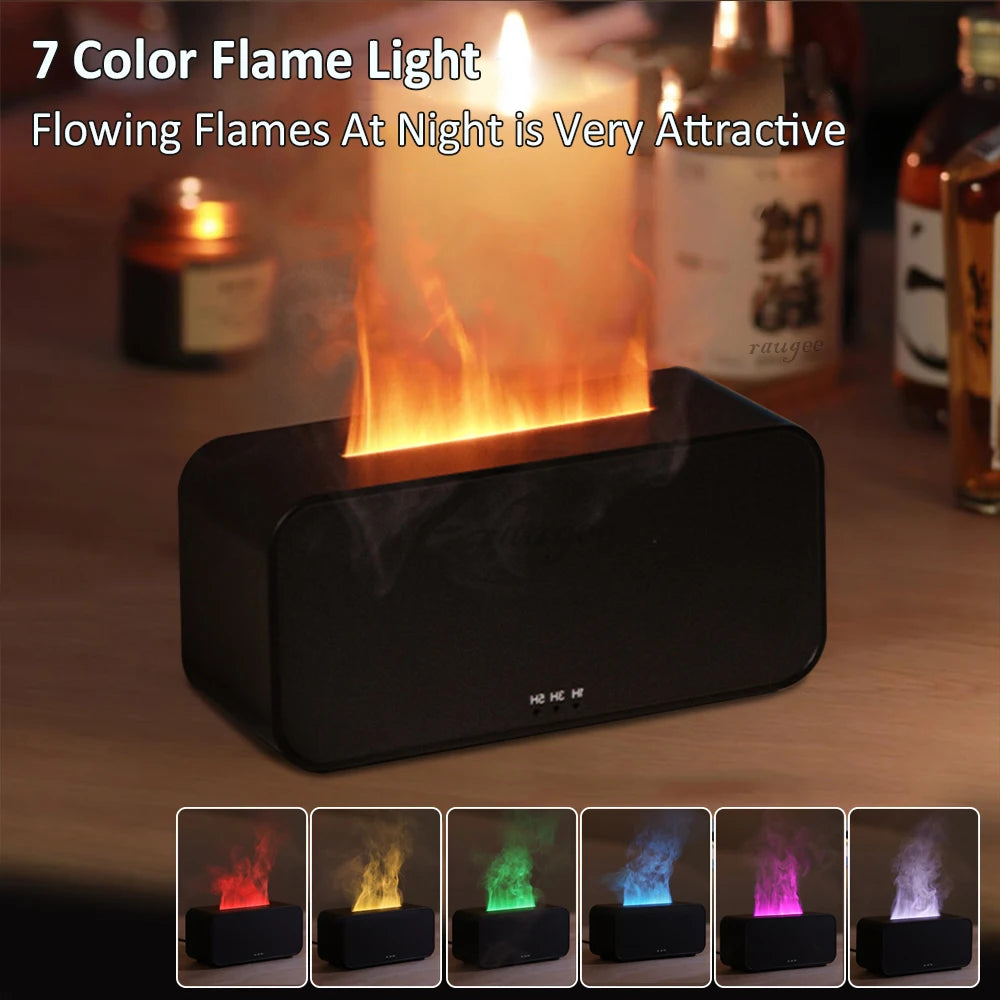 Humidifier Air Aroma Diffuser Desktop Mini Essential Oil Diffuser Colorful Flame Cool Mist Maker For Household Bedroom