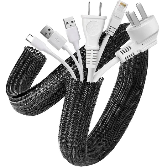 1m Braided Cable Management Sleeve Cord Protector Wire Loom Tubing for TV/Computer/Home Theater/Engine Bay Cord Mesh Wrap