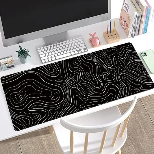 1Pcs Gaming Mouse Pad Large Keyboard Pad 80 x 30 cm Topographic Mouse Pad Black and White Mouse Pad for Keyboard with Anti-Sl