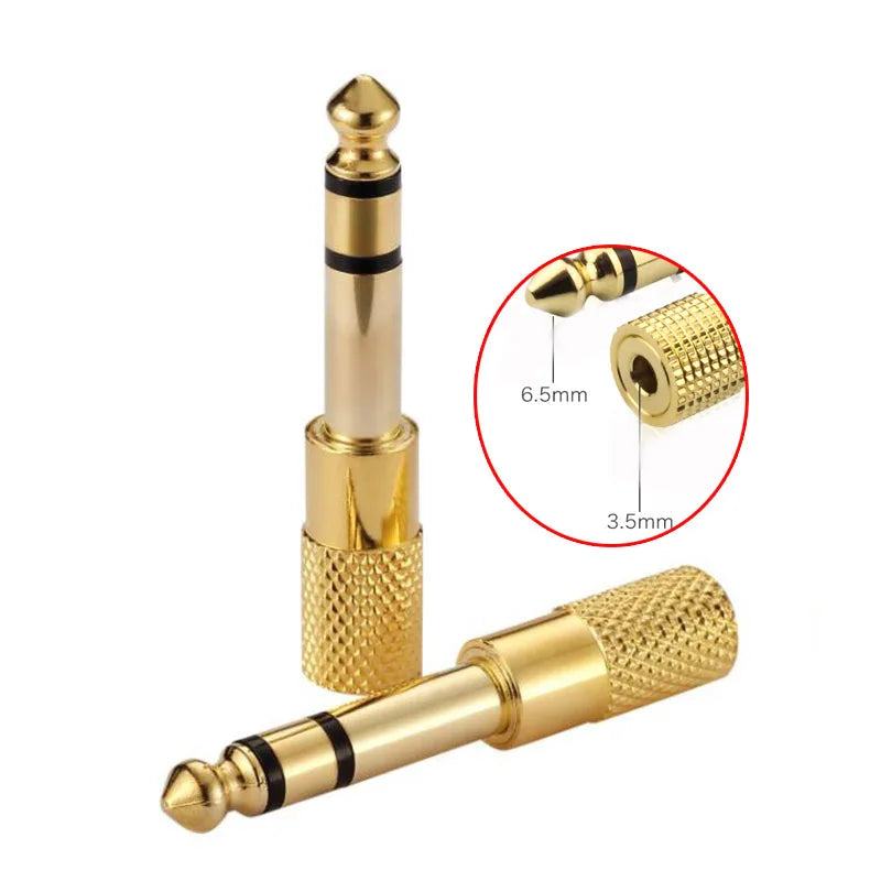 1pcs audio 6.5mm male plug to 3.5mm female hole stereo adapter microphone adaptateur casque et micro speaker converter amplifier